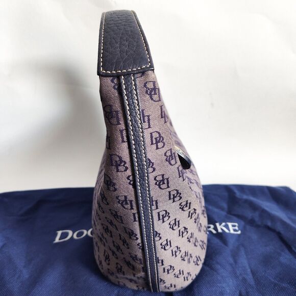 Vintage Dooney & Bourke Bag Signature Y2K 90S Blue Gray Dust Bag Canvas Leather - Picture 4 of 16